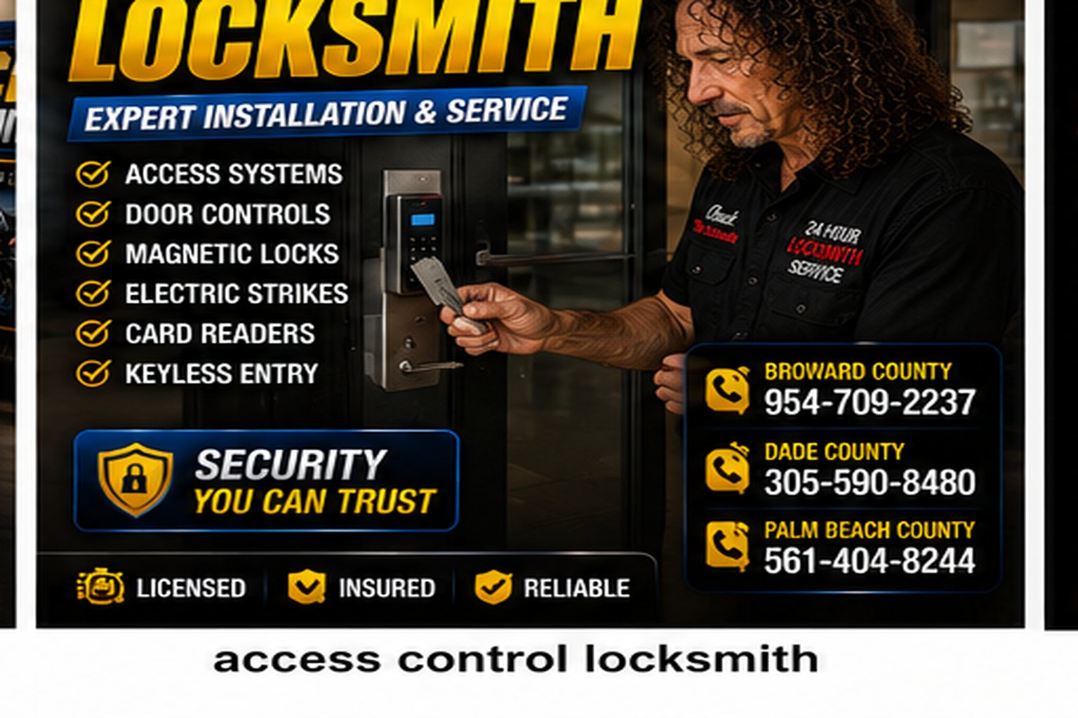Commercial locksmith service for business locks, doors and access control.