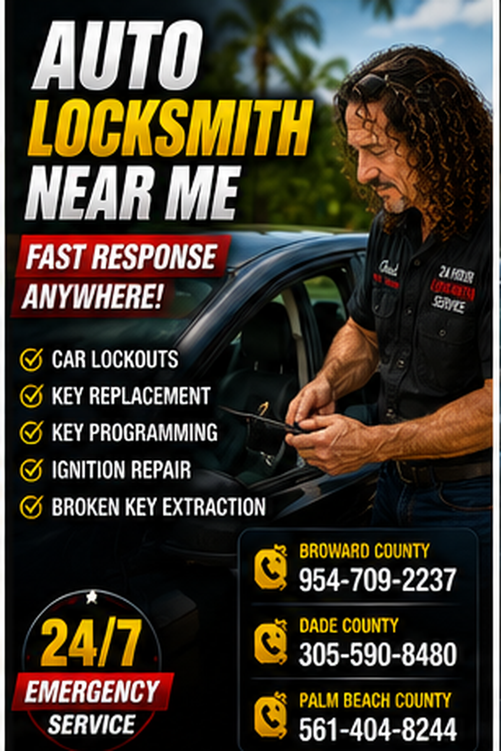 Auto locksmith service for vehicle keys, locks and lockouts.