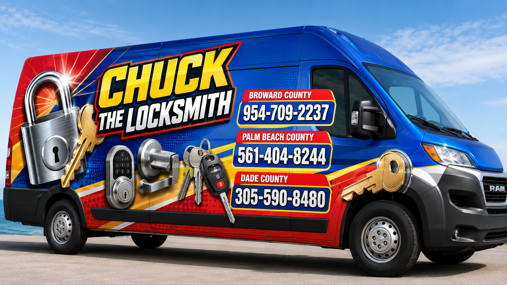 Chuck The Locksmith van for Medley Locksmith service in Medley Florida