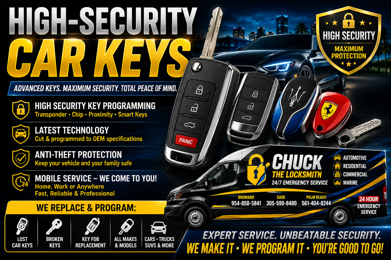 Car key replacement service for lost, broken or spare keys.