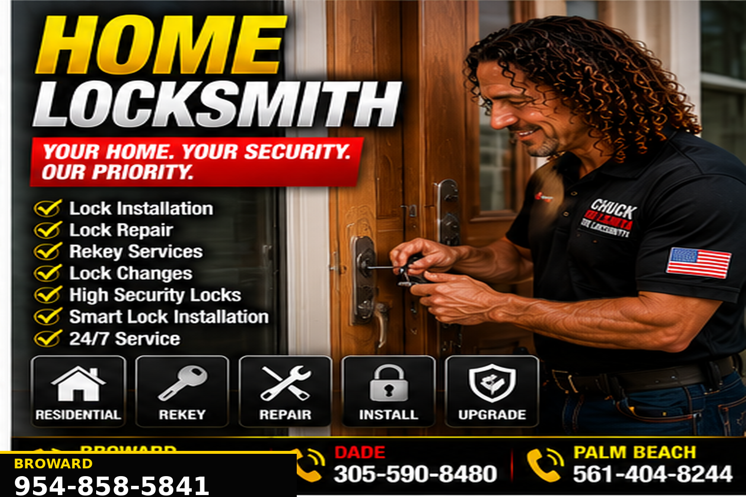 Residential locksmith service for home locks, rekeying and lock changes.