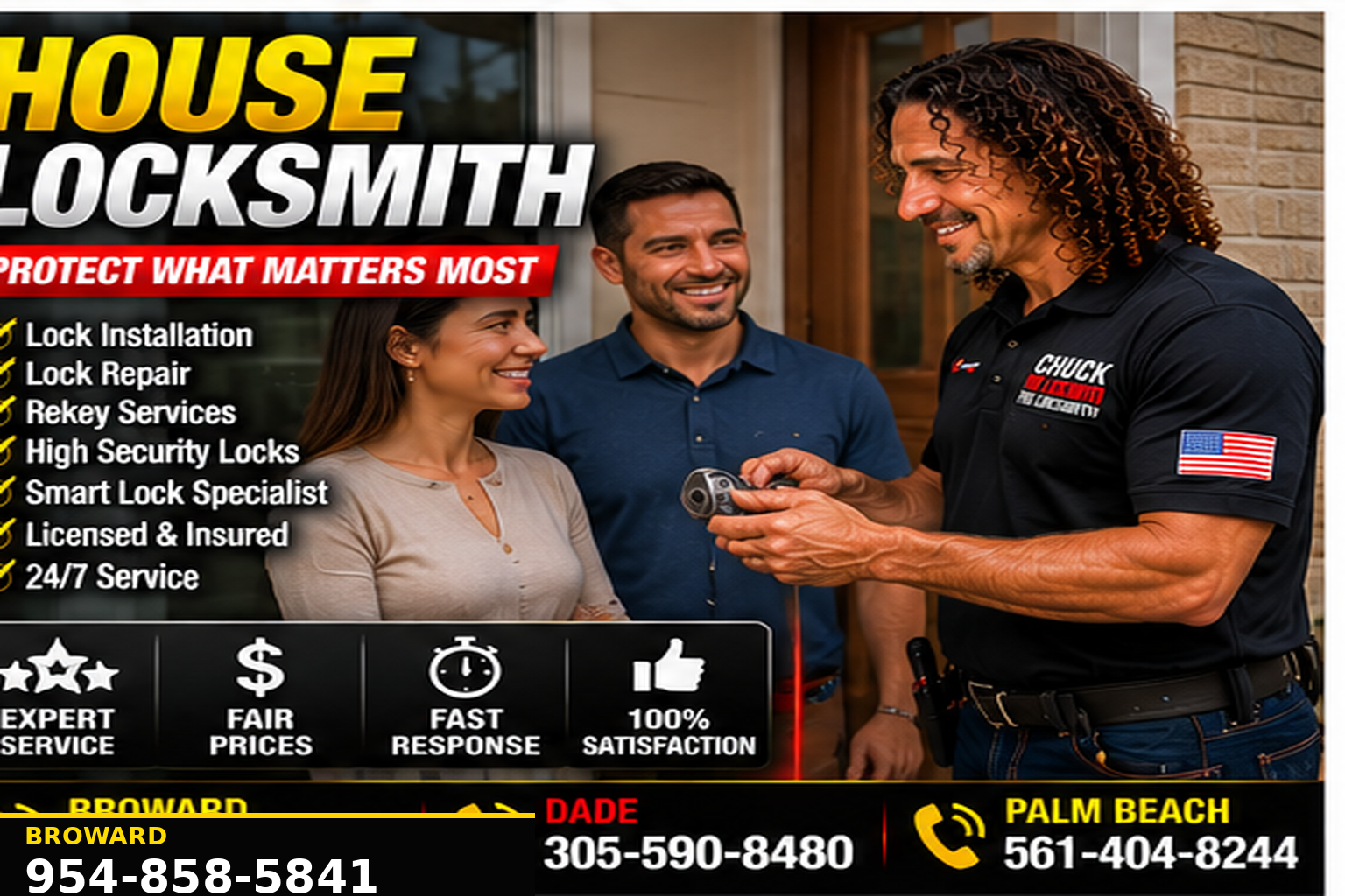 Residential locksmith service for home locks, rekeying and lock changes.