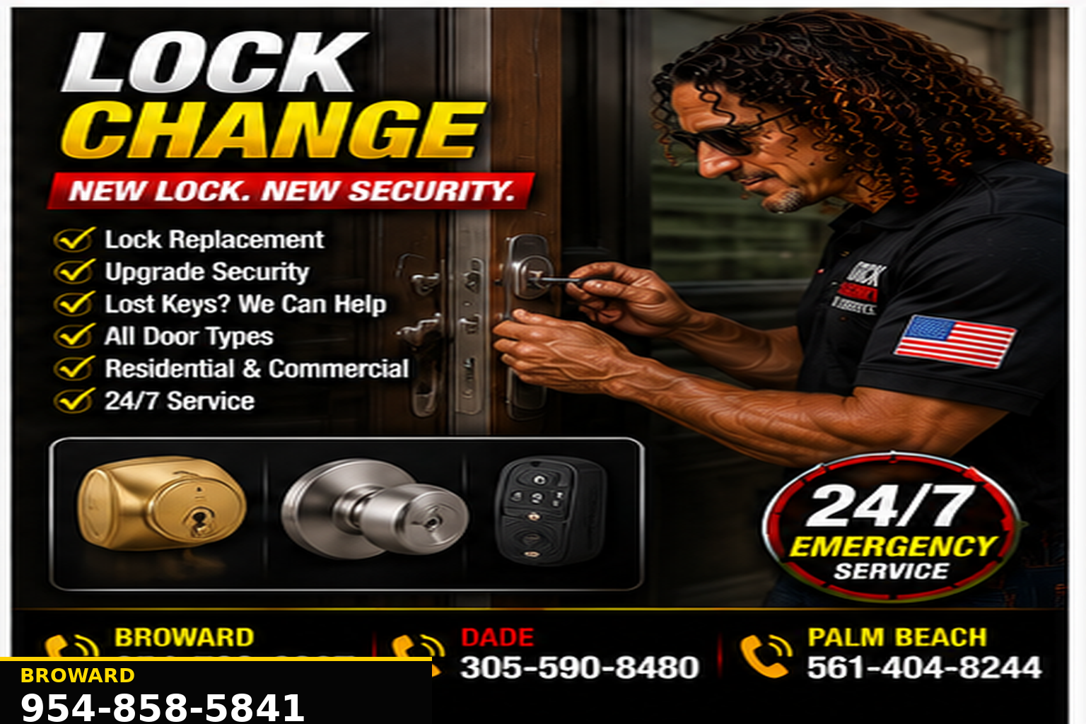 Residential locksmith service for home locks, rekeying and lock changes.