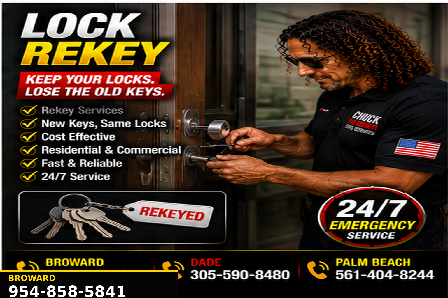 Residential locksmith service for home locks, rekeying and lock changes.