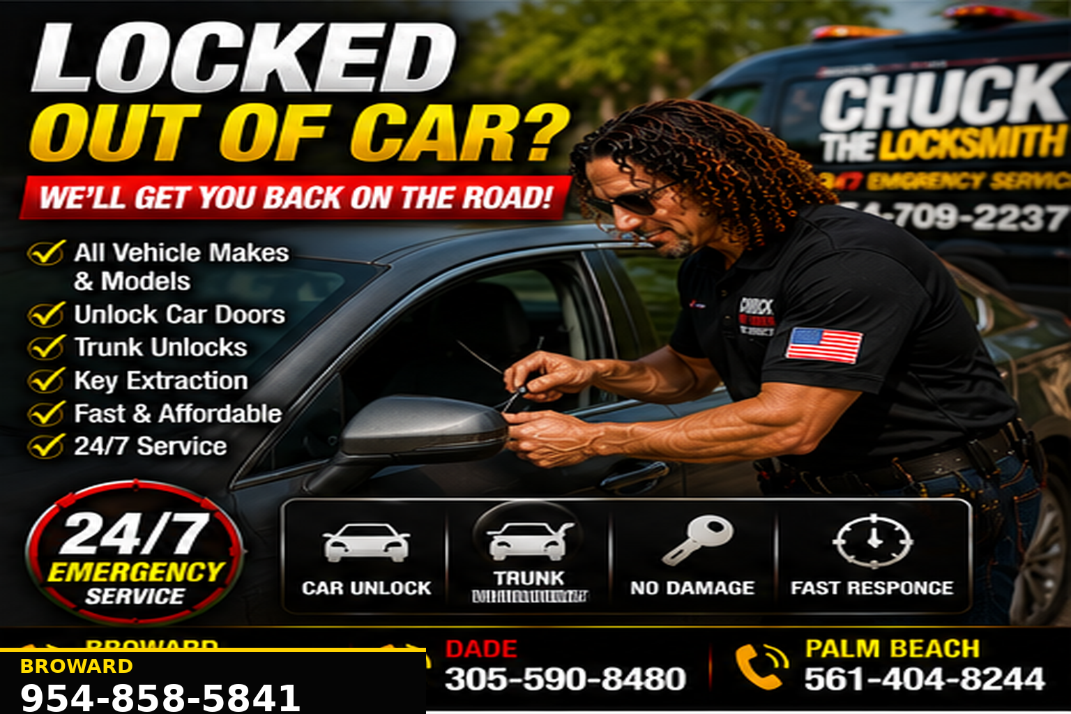 Vehicle lockout service for keys locked in the car.