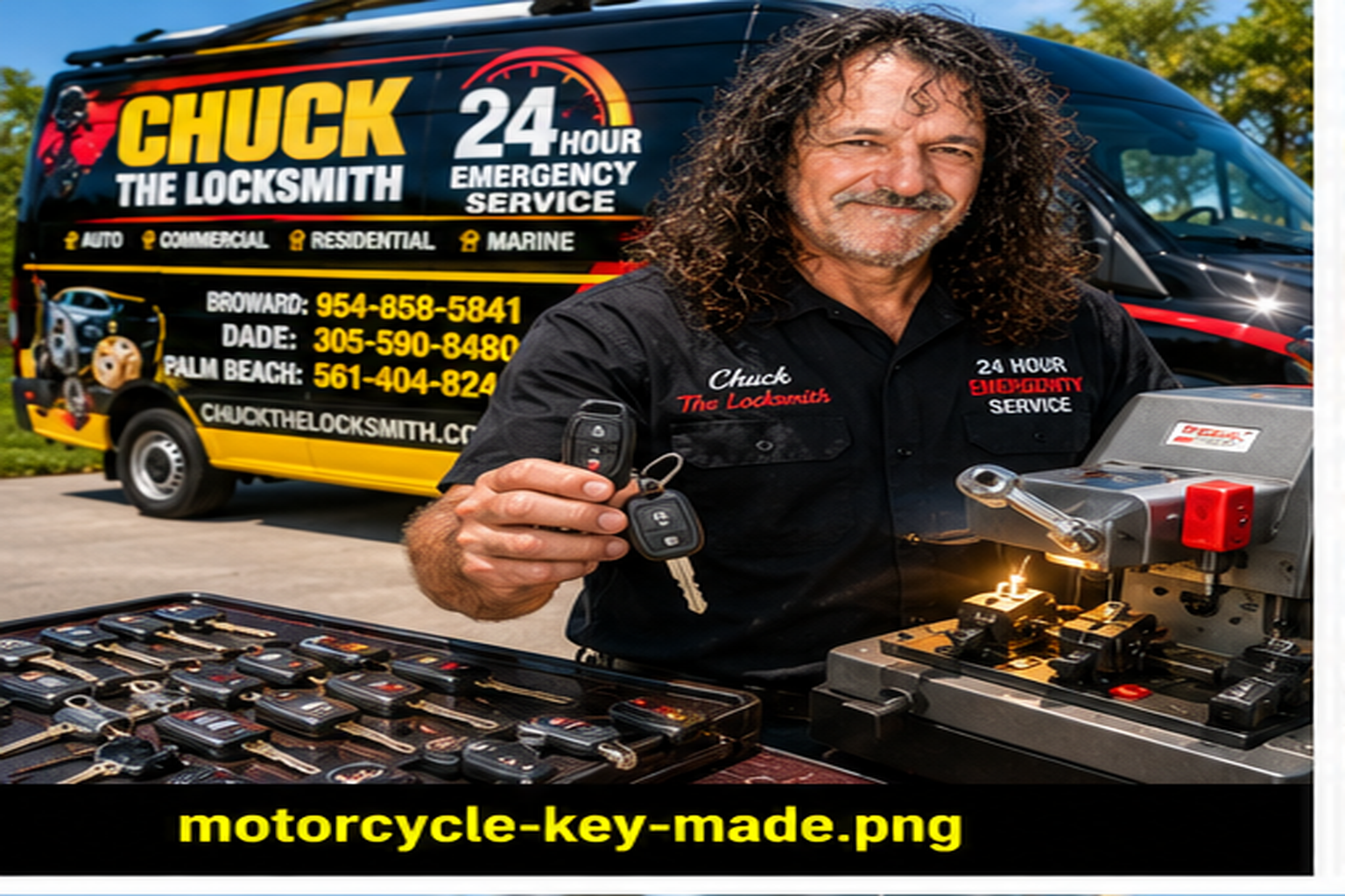 Motorcycle, moped and scooter key replacement service.