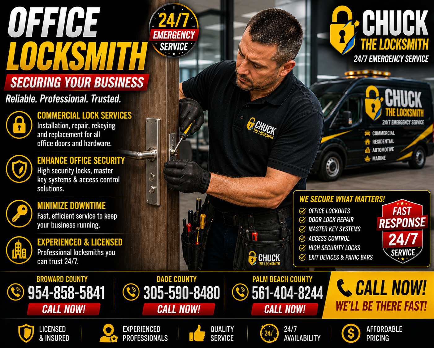 Commercial locksmith service for business locks, doors and access control.