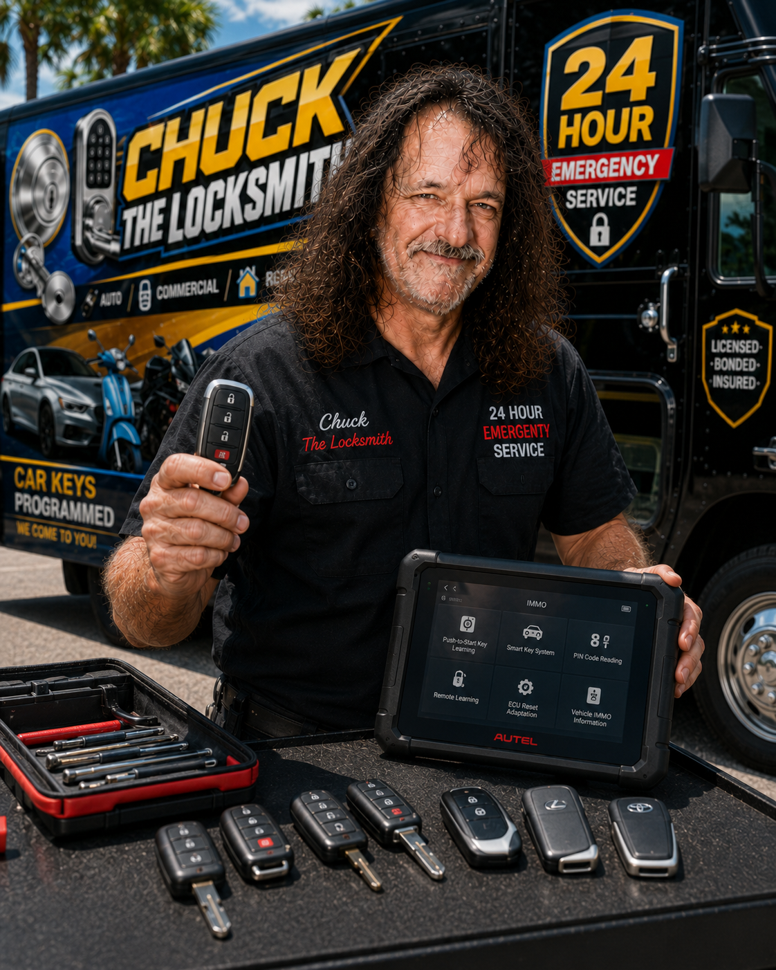 Key fob, remote and transponder key programming service.