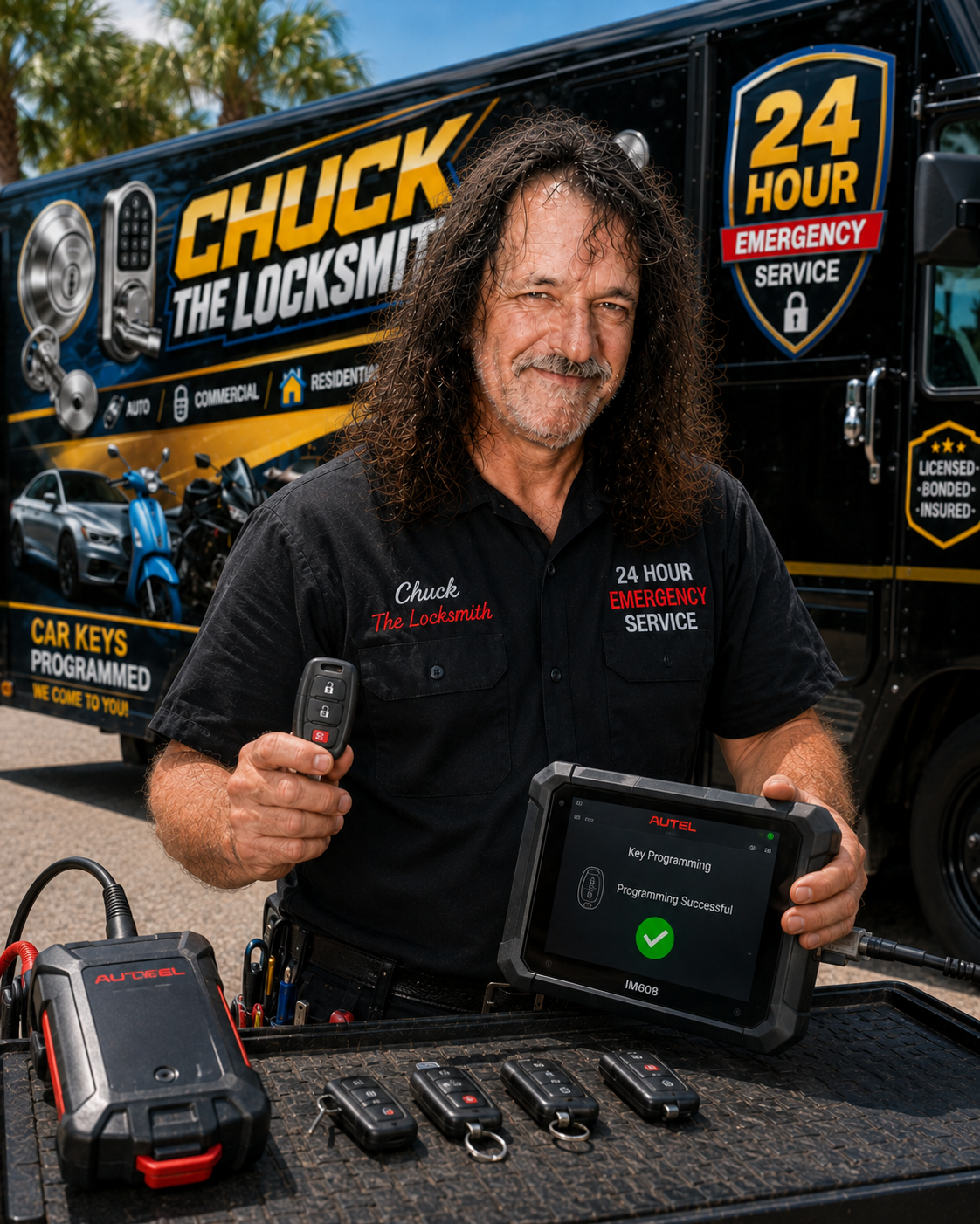 Key fob, remote and transponder key programming service.